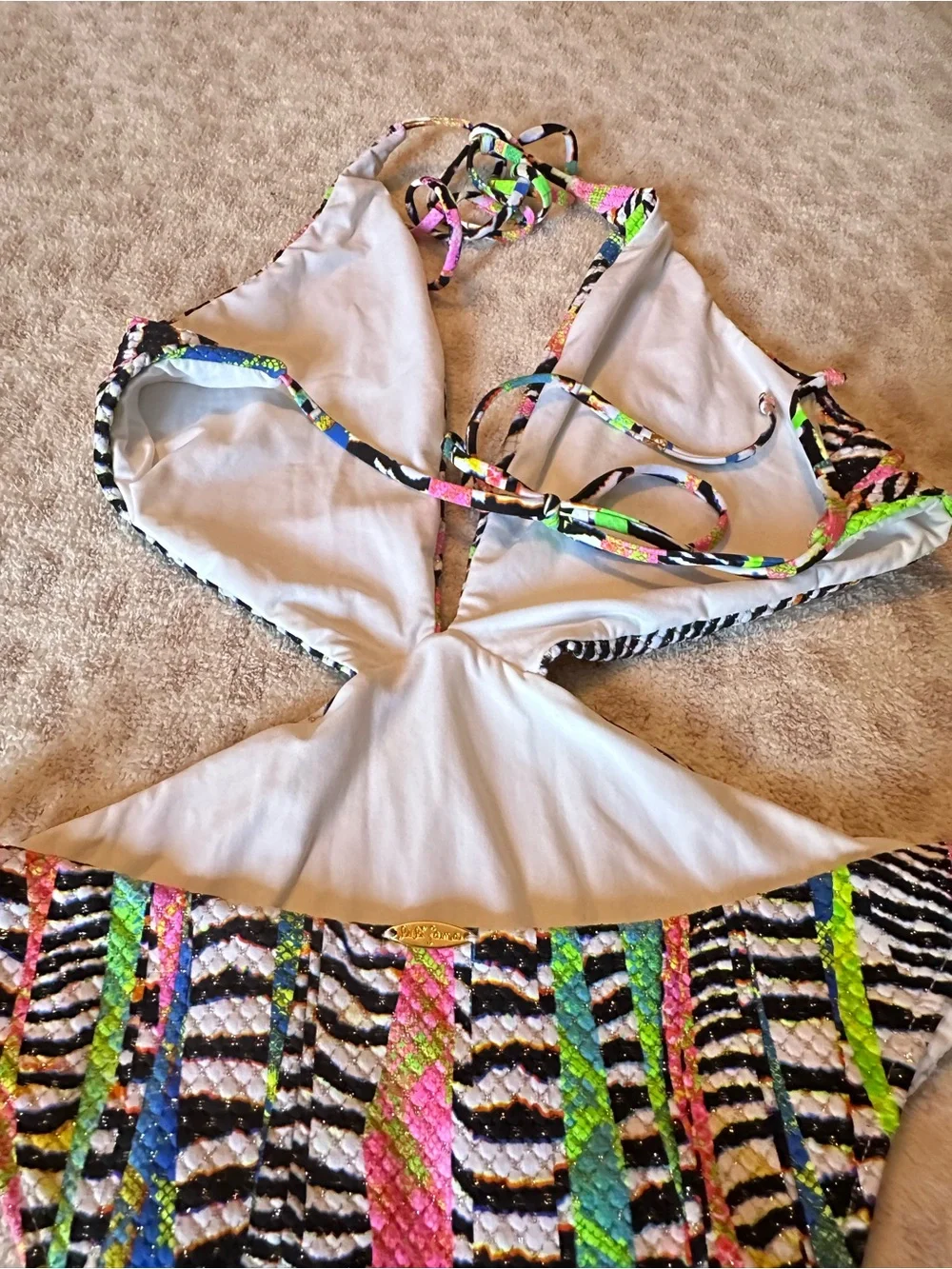 Luli Fama Cutout One Piece Swimsuit Multicolor Animal Print Women’s Large